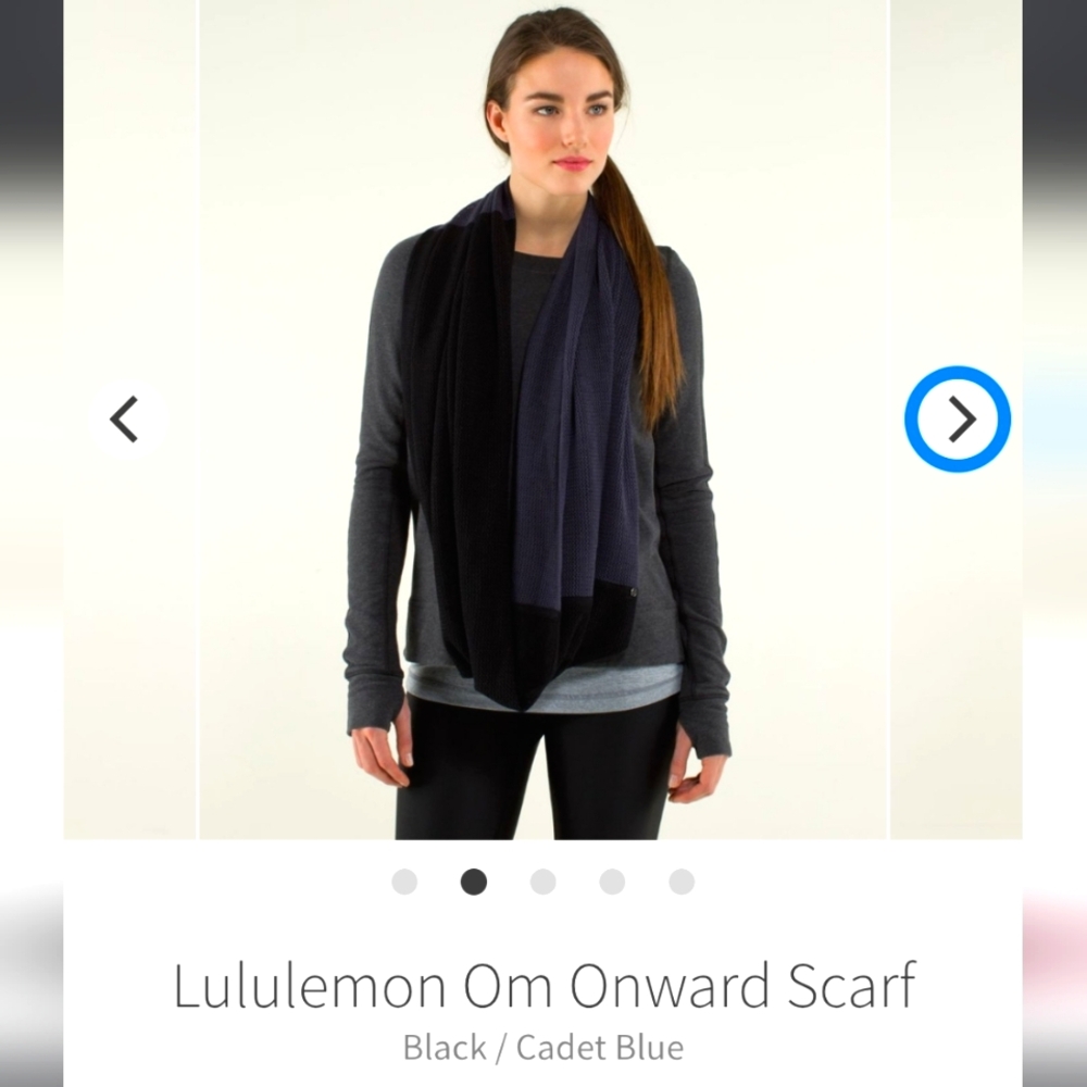 Lululemon om onward scarf black cadet blue infinity scarf NEW